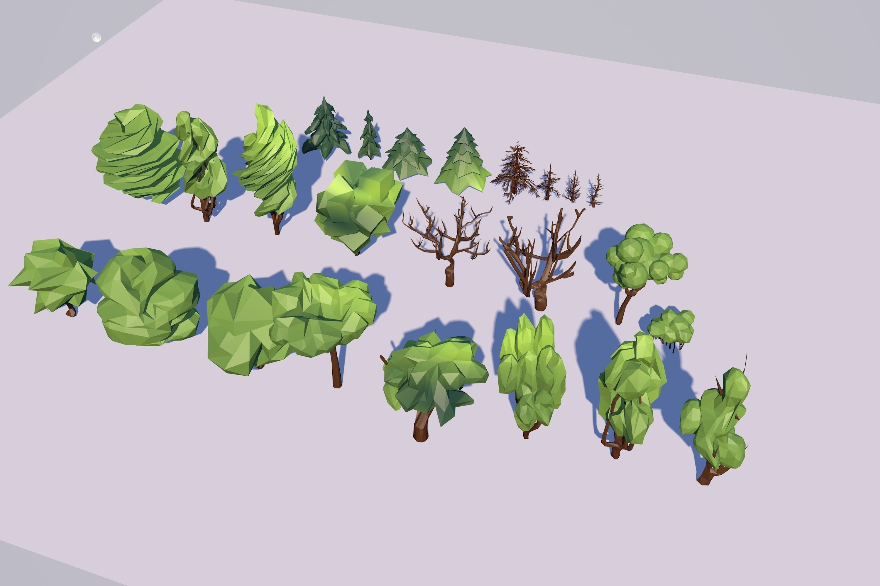 24 Trees Pack Low-poly 3D model_8