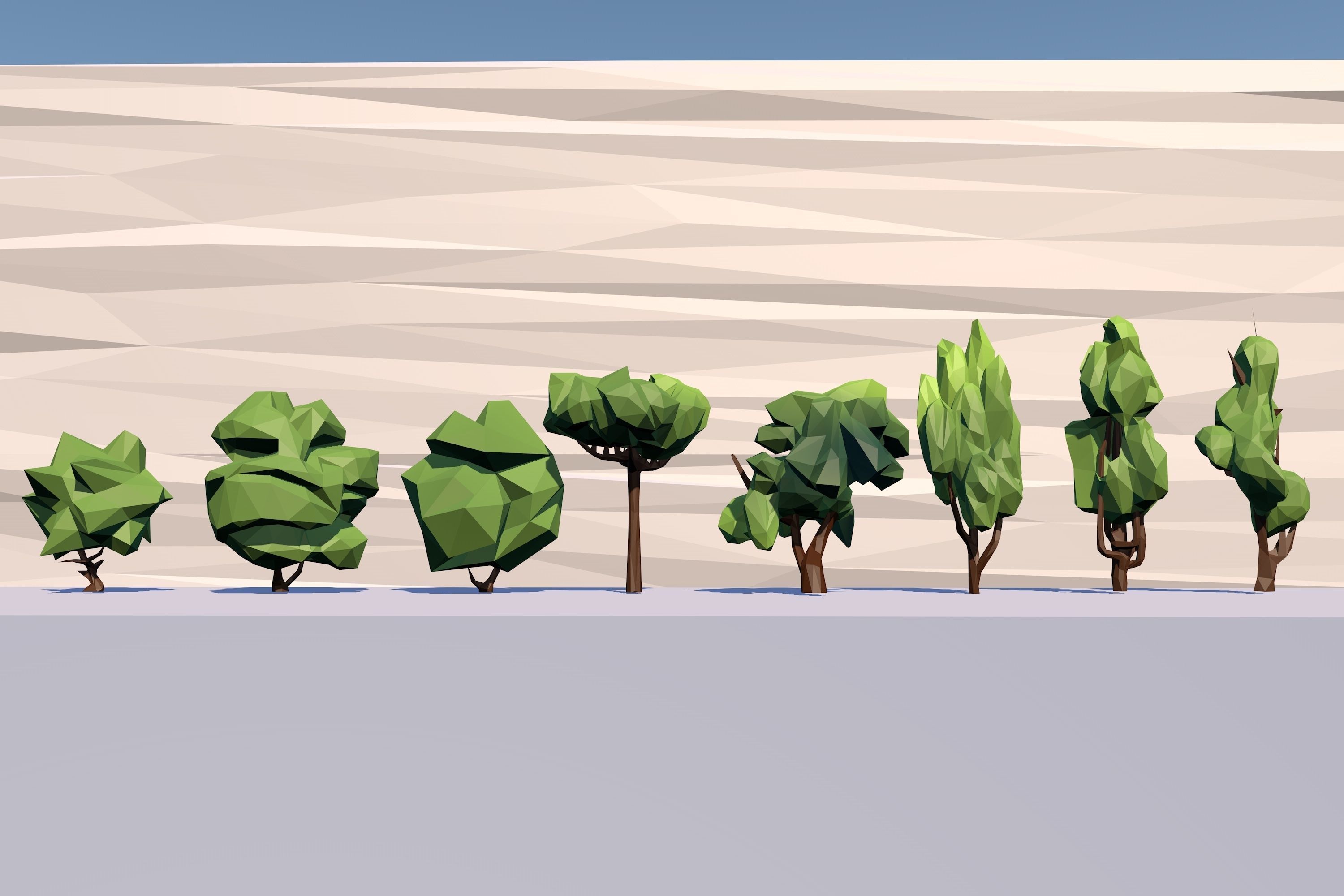 24 Trees Pack Low-poly 3D model_5