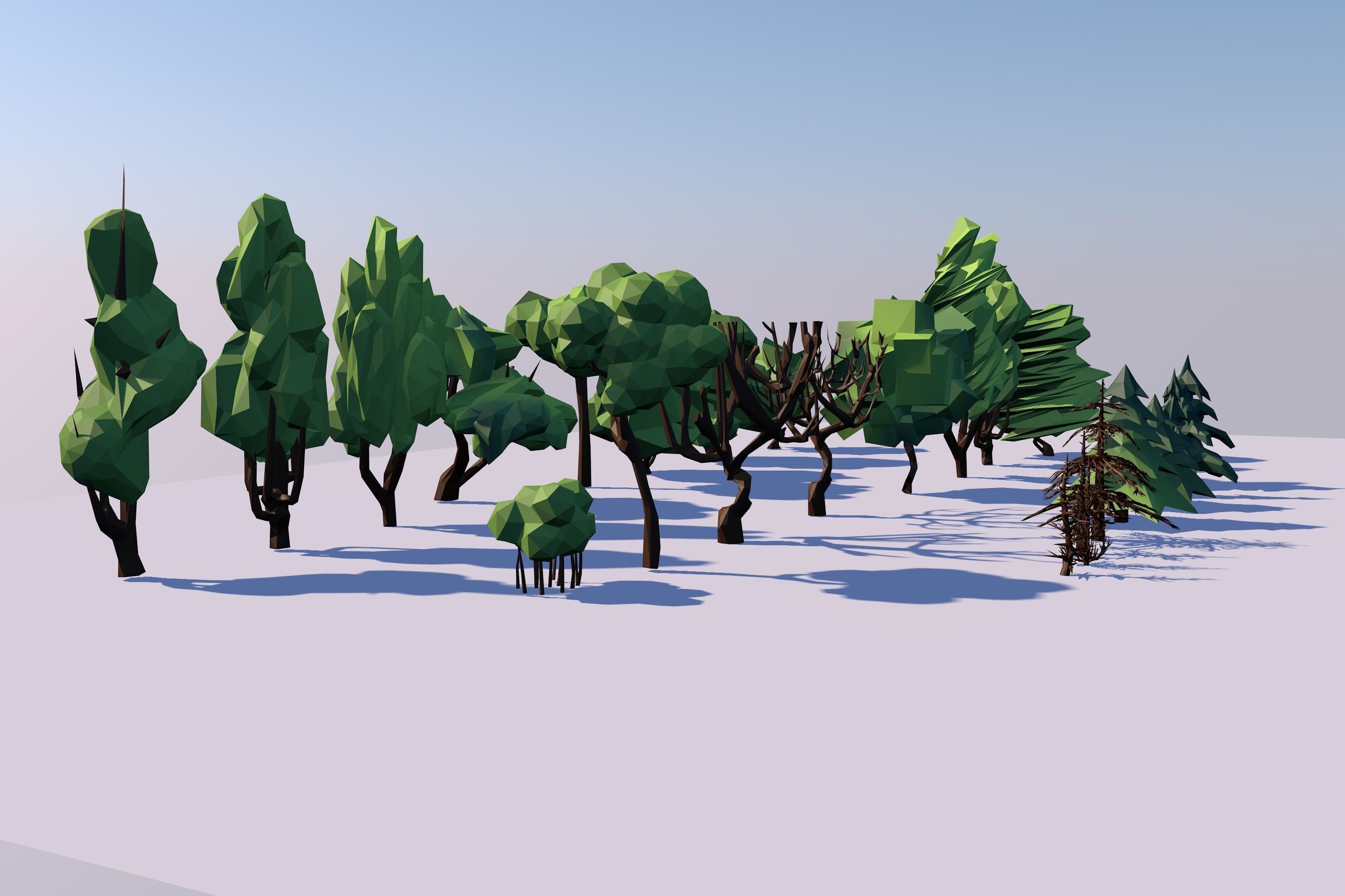 24 Trees Pack Low-poly 3D model_10