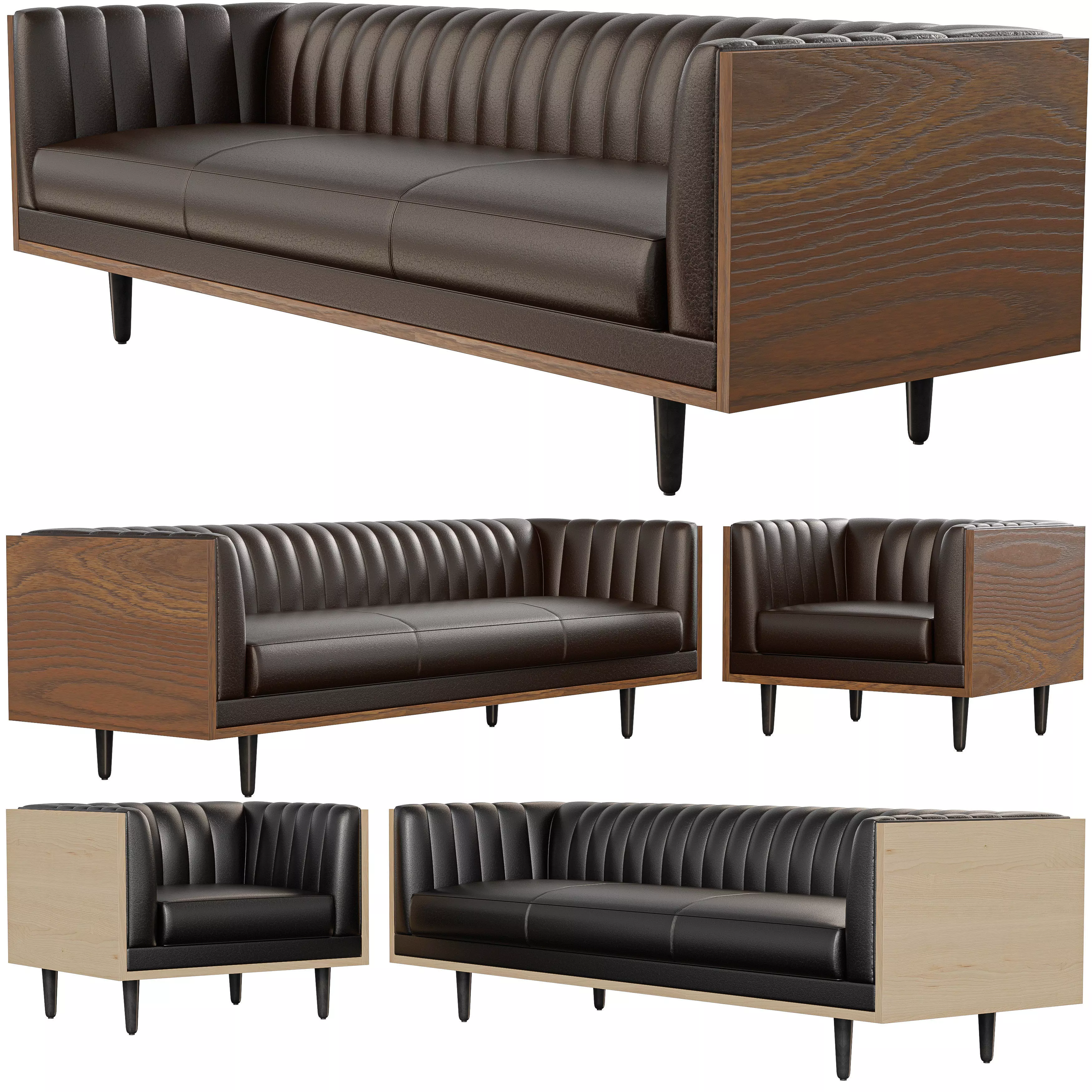 Qubic Sofa - Modular Modern Seating Low-poly 3D model_6