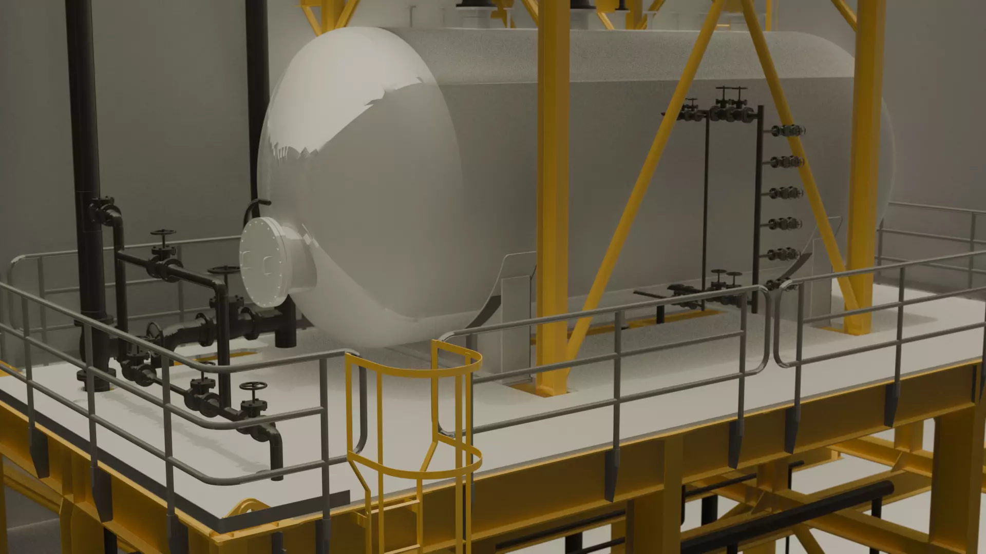 Industrial Tank  Pumping Station with Access Platform 3D model_2