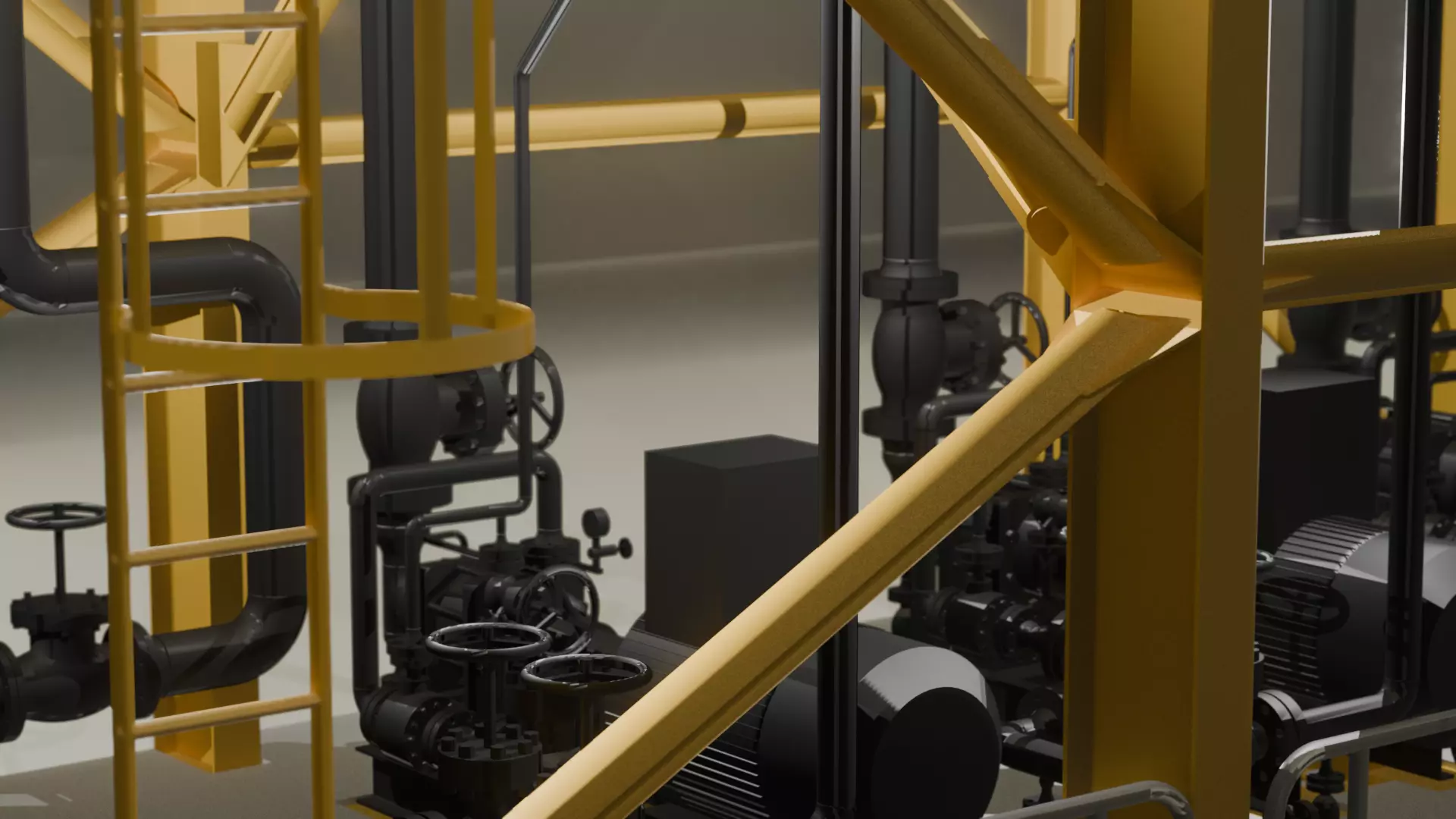 Industrial Tank  Pumping Station with Access Platform 3D model_3