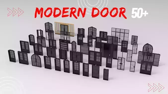 Modern Door Pack 50 Plus 3D Models for Architecture