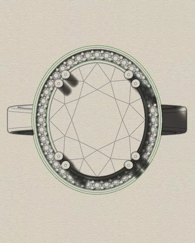 oval halo engagement jewelry ring  3D print model_4