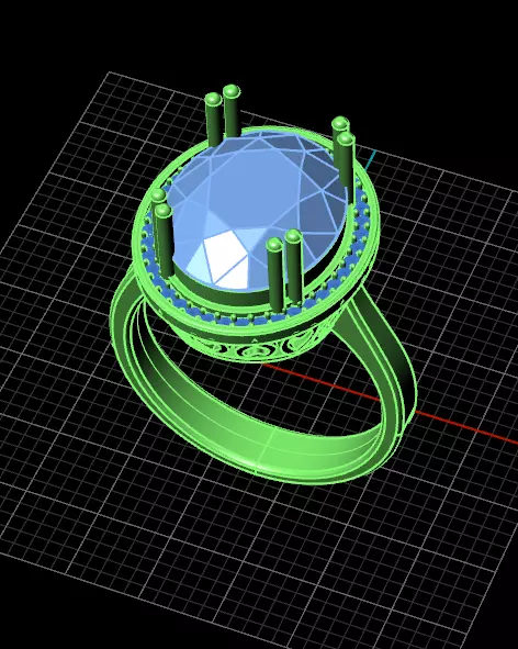 oval halo engagement jewelry ring  3D print model_1