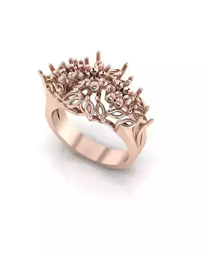 marquise and round flower setting jewelry ring 