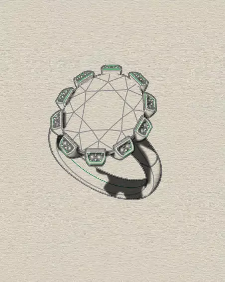 oval halo jewelry ring  3D print model_3