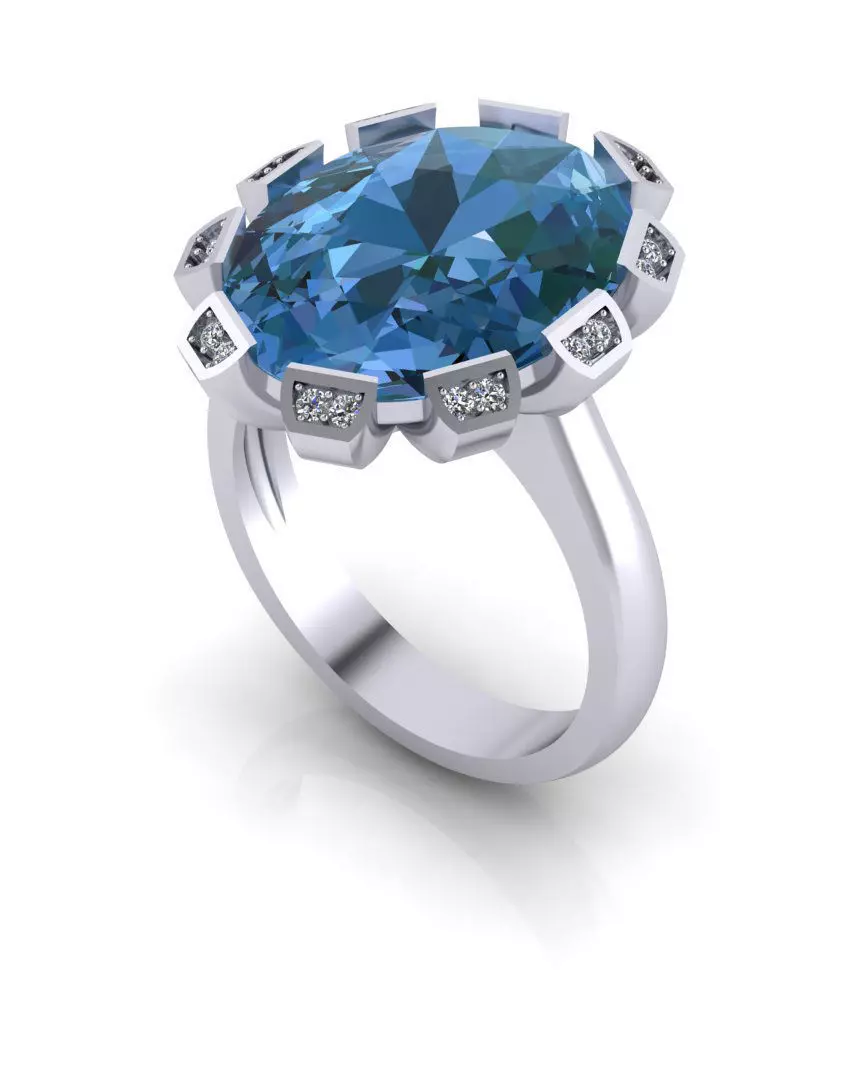 oval halo jewelry ring  3D print model_0