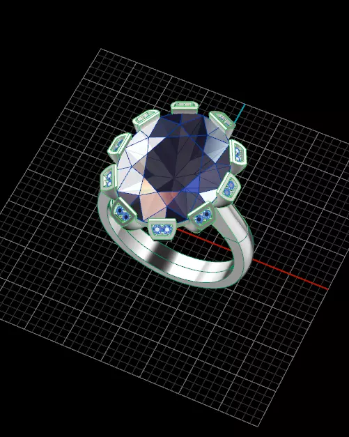 oval halo jewelry ring  3D print model_2