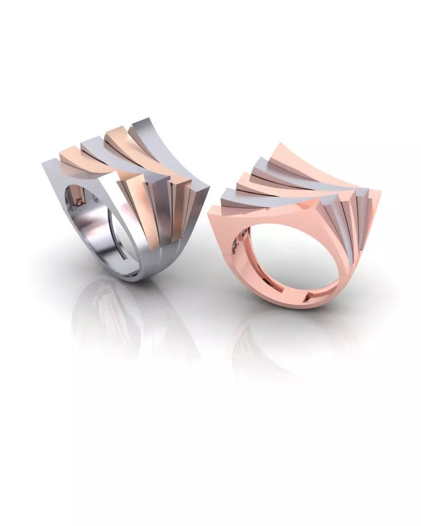 3 part luxury gold ring 3D print model