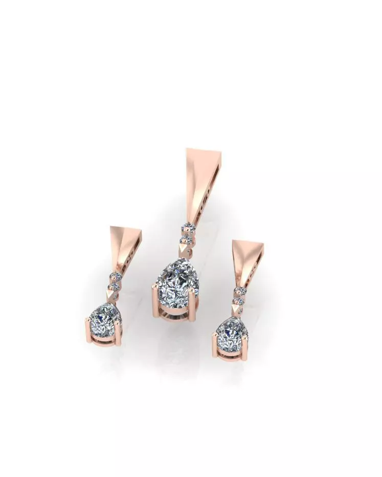 pear jewelry set earring and pendant 3D print model
