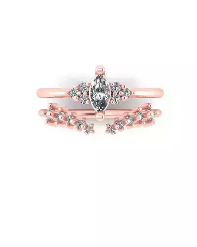 marquise and round engagement jewelry ring 