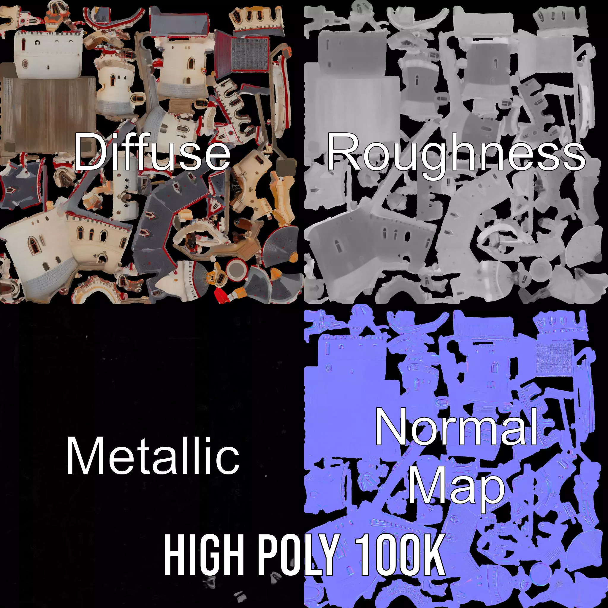 Enchanting Medieval Castle model pack Low-poly 3D model_4