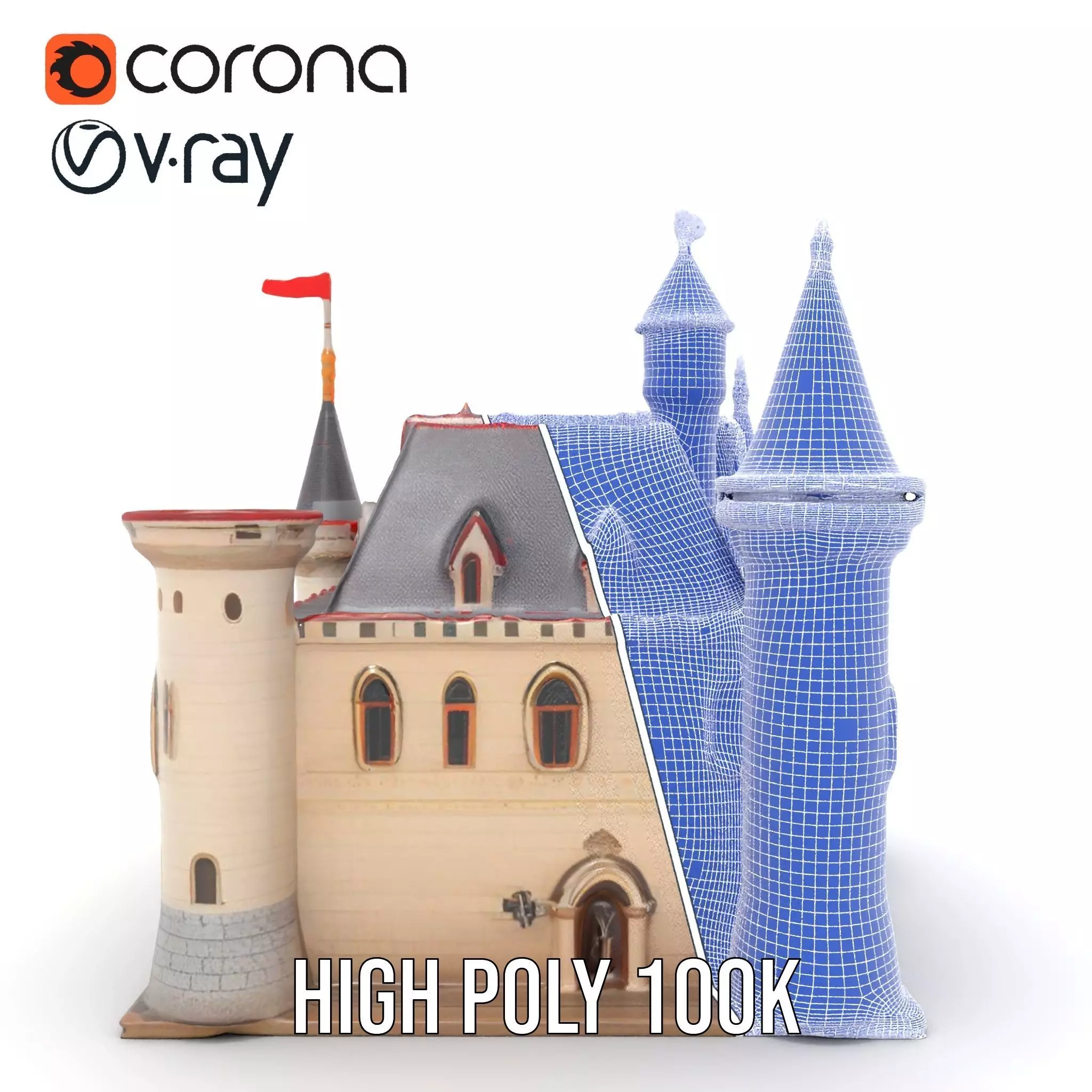 Enchanting Medieval Castle model pack Low-poly 3D model_35