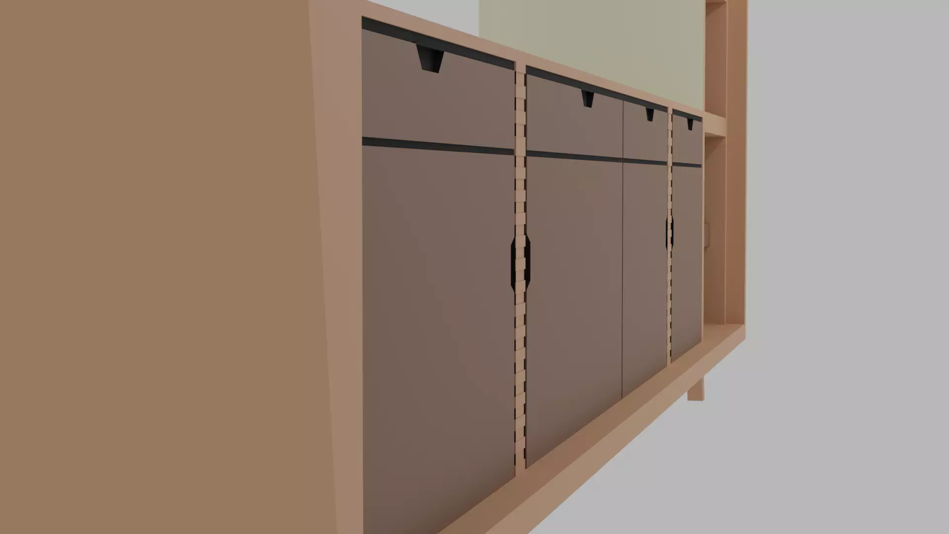 Modern TV cabinet with Decorative Vases and Books 3D Model Low-poly 3D model_1