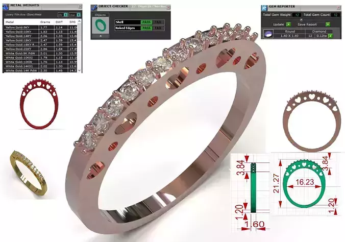 Ring Half Eternity Ring with Heart Detail model jr00255