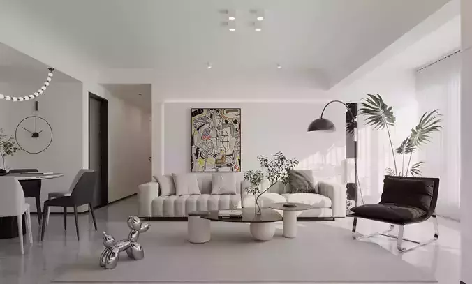 Modern living room dining room interior scenes 472