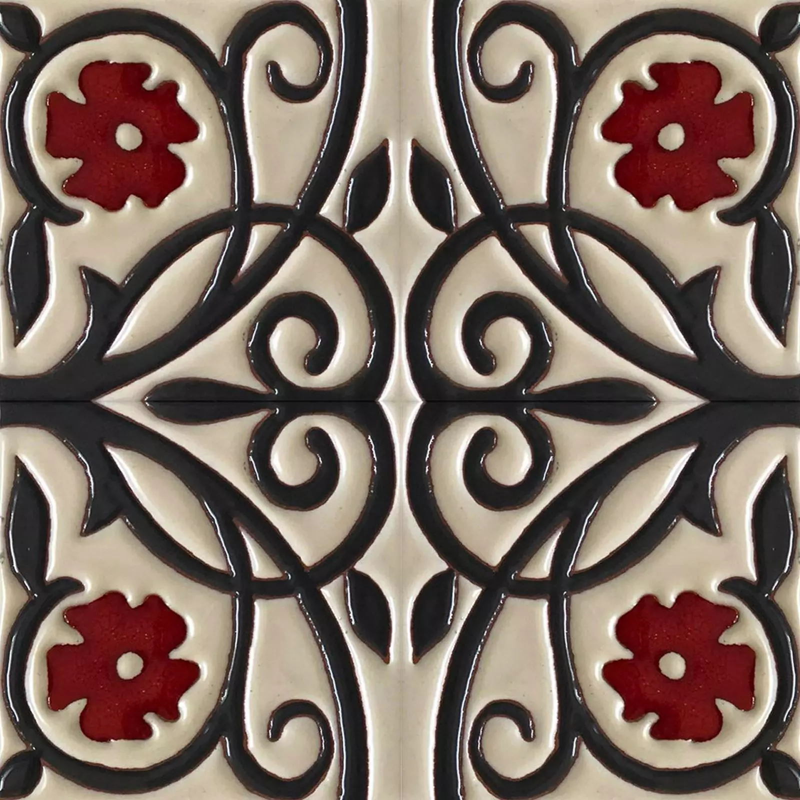 Floral Scroll Talavera Ceramic Tiles Texture_0