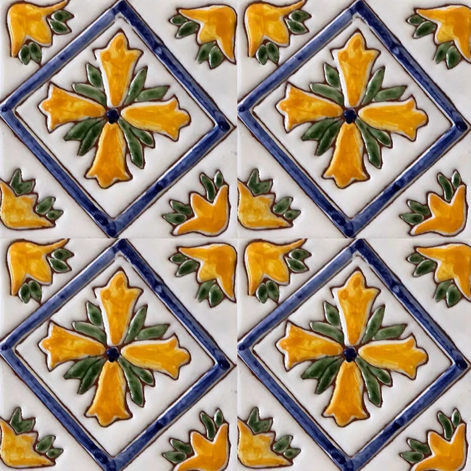 Blue Frame Talavera Ceramic Tiles Texture