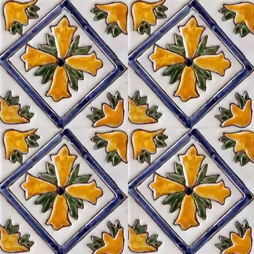 Blue Frame Talavera Ceramic Tiles Texture