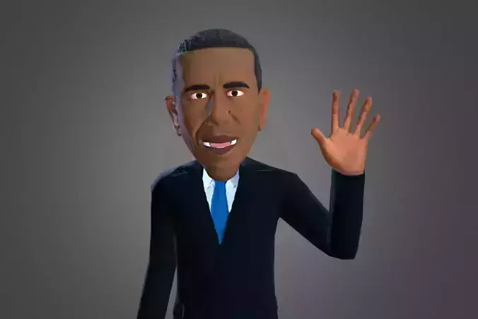 Obama 3D caricature low poly rigged  Low-poly 3D model