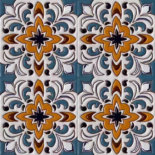 Teal Talavera Floral Tiles