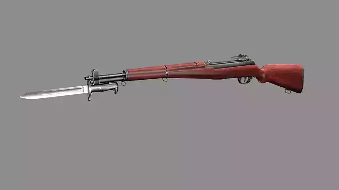 M1 Garand Rifle C127H With Bayonet Mauser Low-poly 3D Model