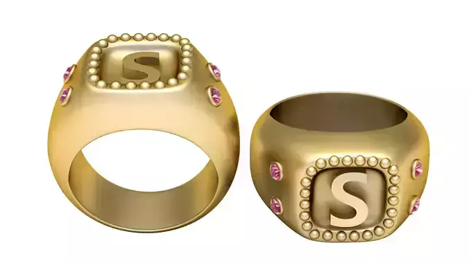 S ALPAHBETS RING   3d printable model 