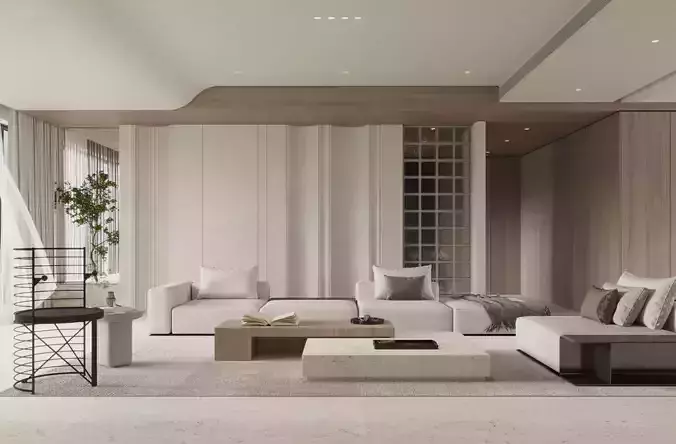 Modern living room dining room interior scenes 474 3D model