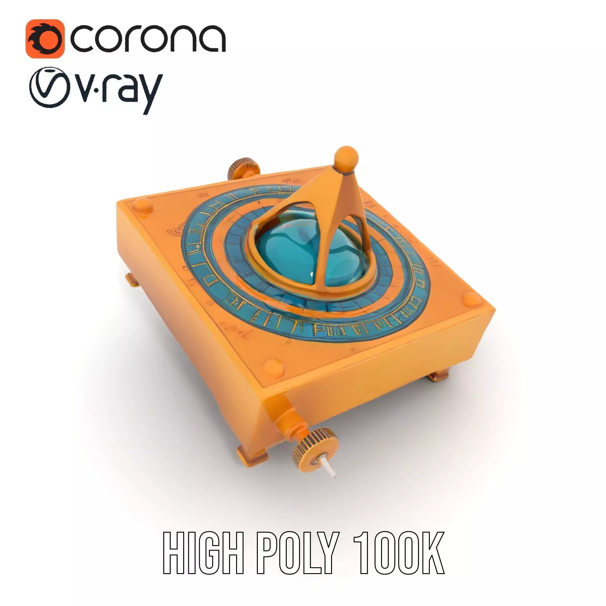 Golden Astro Sundial model pack Low-poly 3D model_19