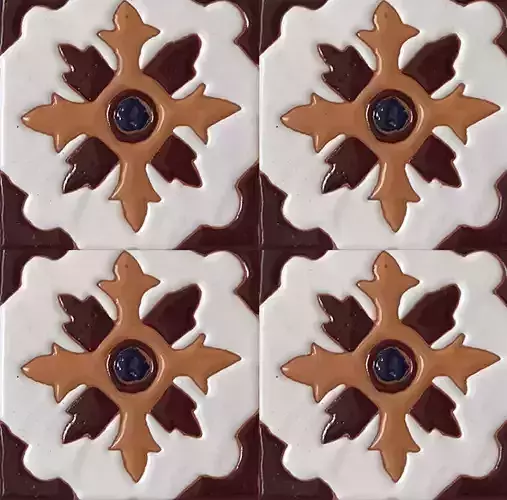 Brown Floral Cross Talavera Tiles Texture