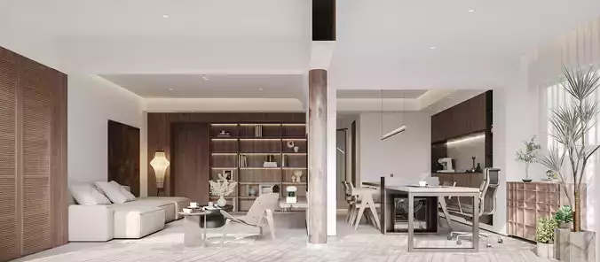 Modern living room dining room interior scenes 475