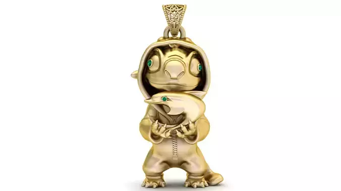 Stitch Holding a Baby Dolphin Pendant 3D Printable Model