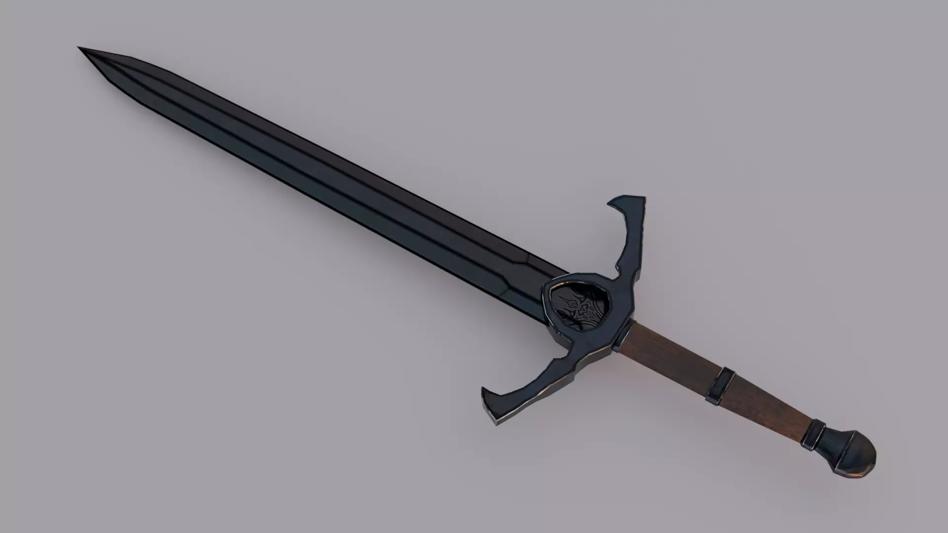 Dark Knight Greatsword Game Ready PBR Medieval Fantasy Weapon Low-poly 3D model_0