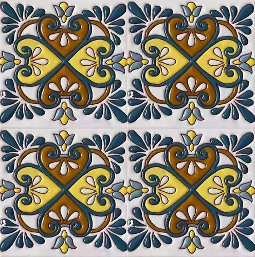 Relief Talavera Ceramic Tile Texture 