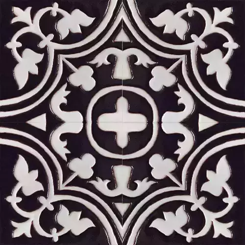 Talavera Black White Ceramic Tile Texture