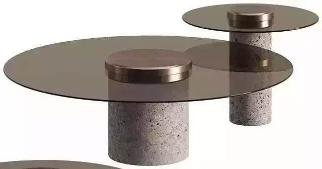 Modern Round Coffee Table Set GLASS 