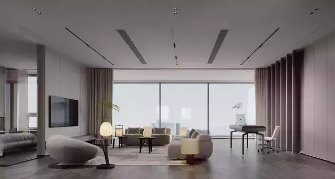 Modern living room dining room interior scenes 479