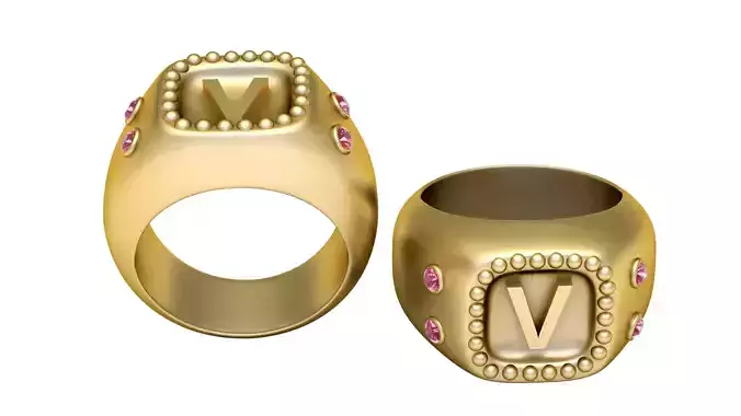 V ALPAHBETS RING  3d printable model 