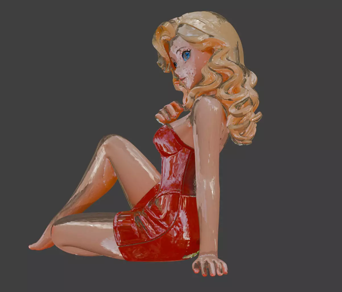 Elegant Female Sitting Sculpture Model - 3D Printable STL File 3D print model_8