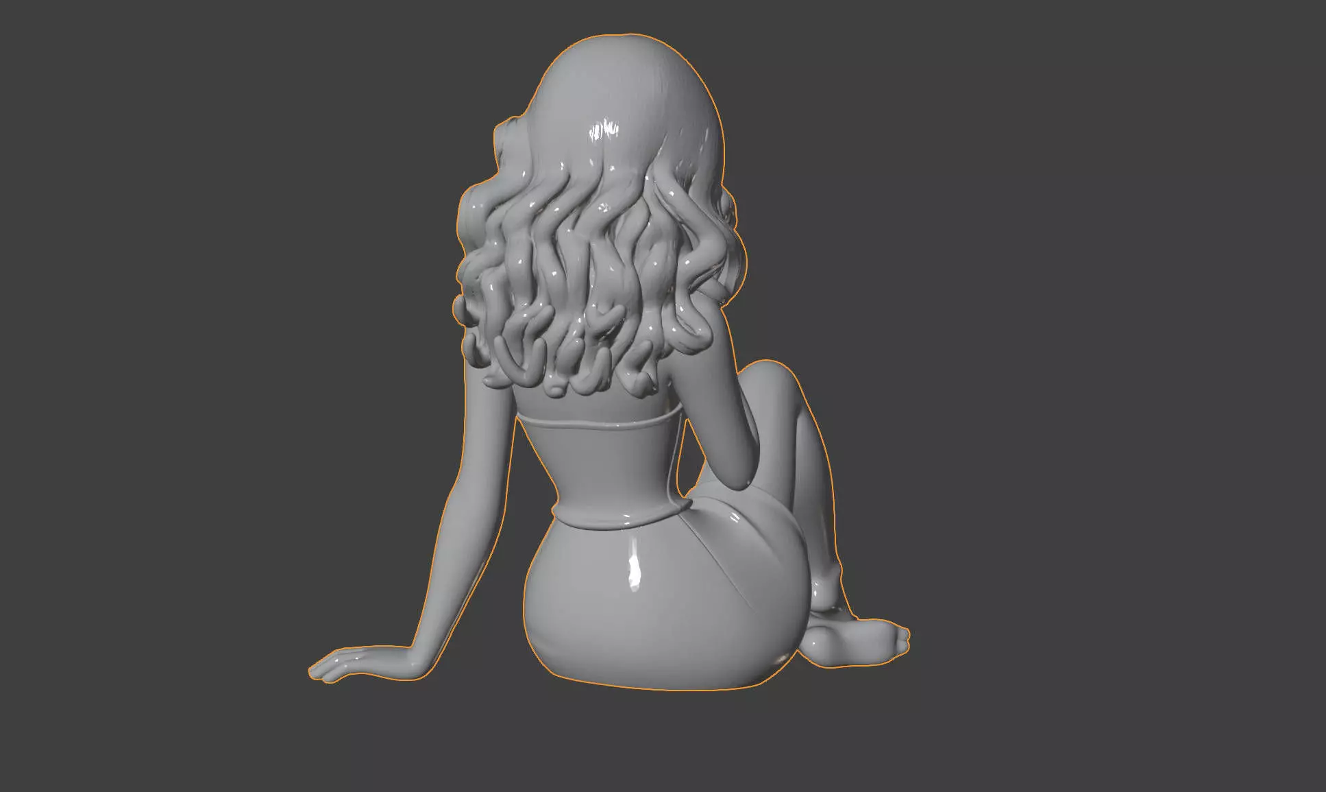 Elegant Female Sitting Sculpture Model - 3D Printable STL File 3D print model_3