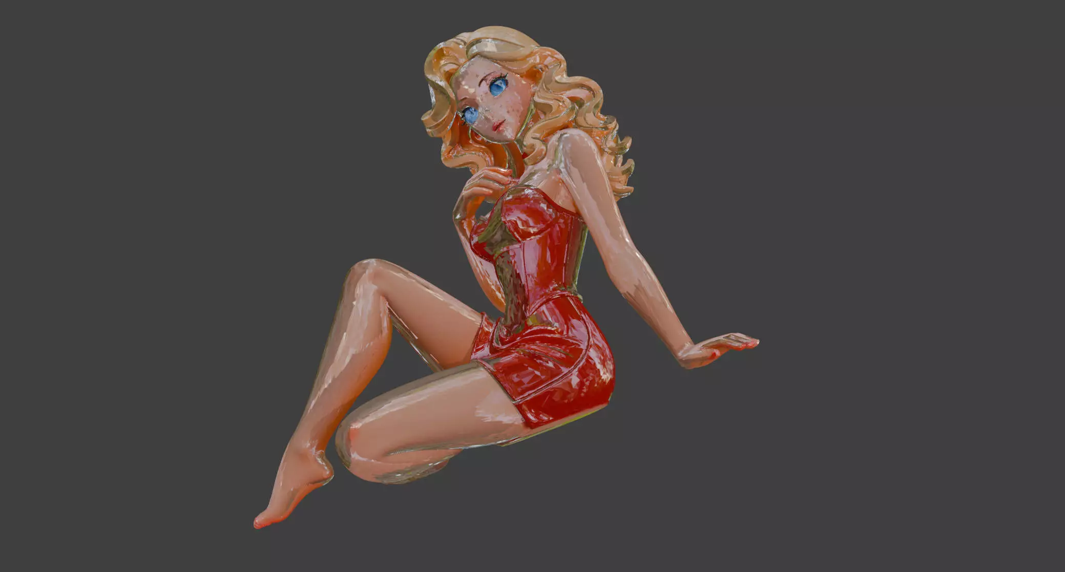 Elegant Female Sitting Sculpture Model - 3D Printable STL File 3D print model_9