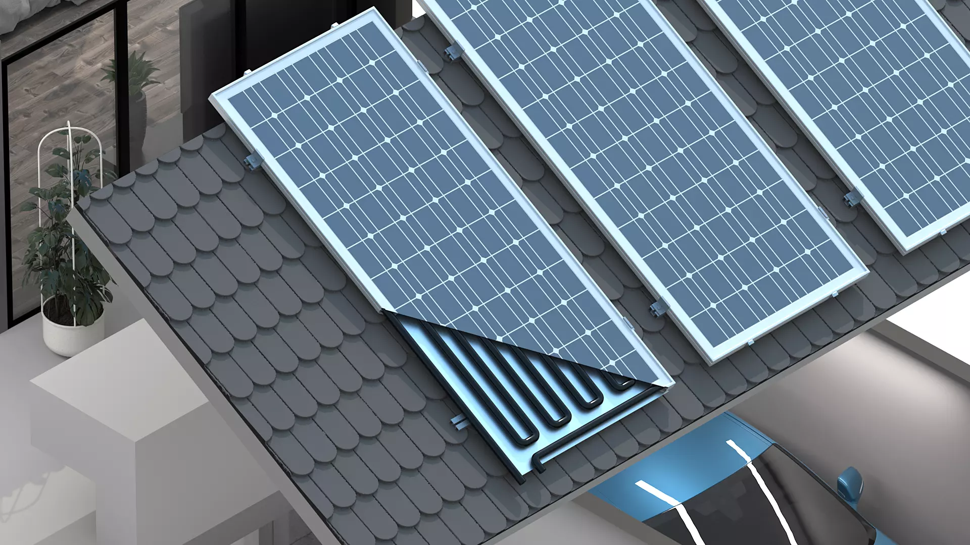 3D House Section View Therm Panel Heat Exchanger 3D model_2