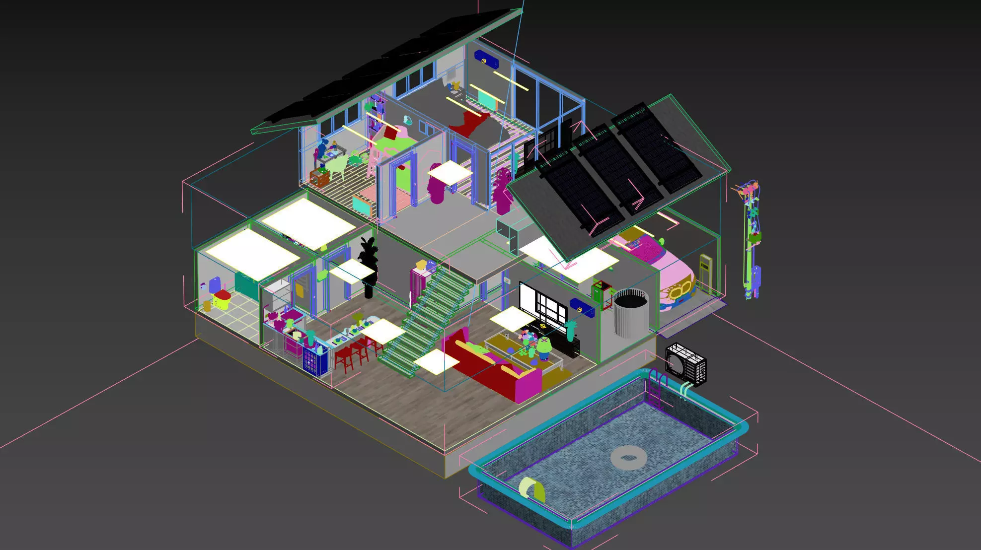 3D House Section View Therm Panel Heat Exchanger 3D model_5