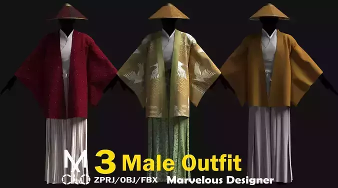 3 Male Kimono Outfit