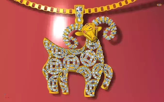 Diamond goat pendant 3D print