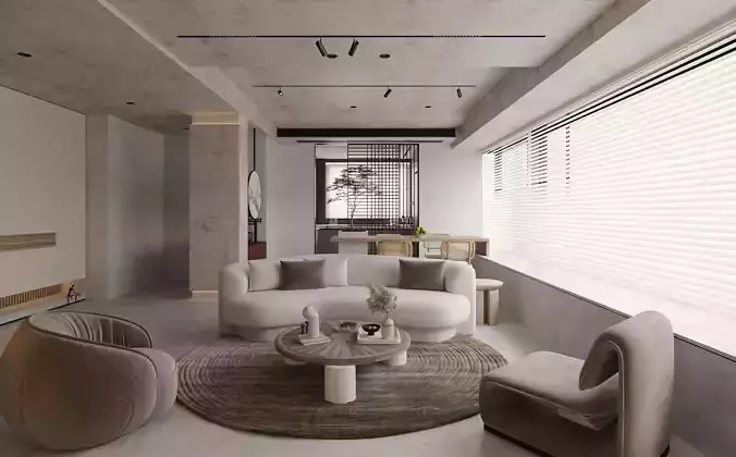 Modern living room dining room interior scenes 482