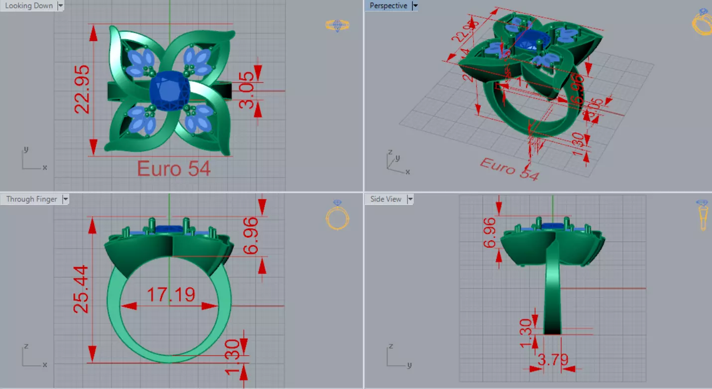 flower design jewelry stl 3dm ring model jr00256 3D print model_8