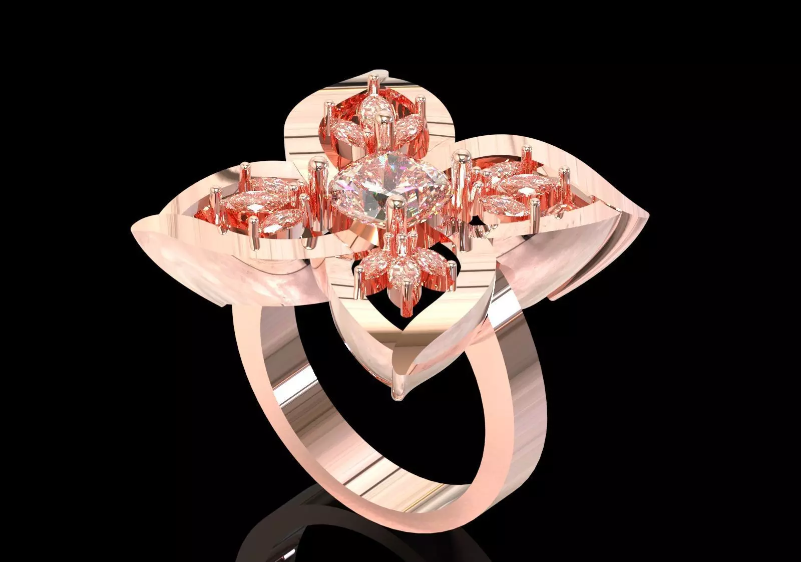 flower design jewelry stl 3dm ring model jr00256 3D print model_14
