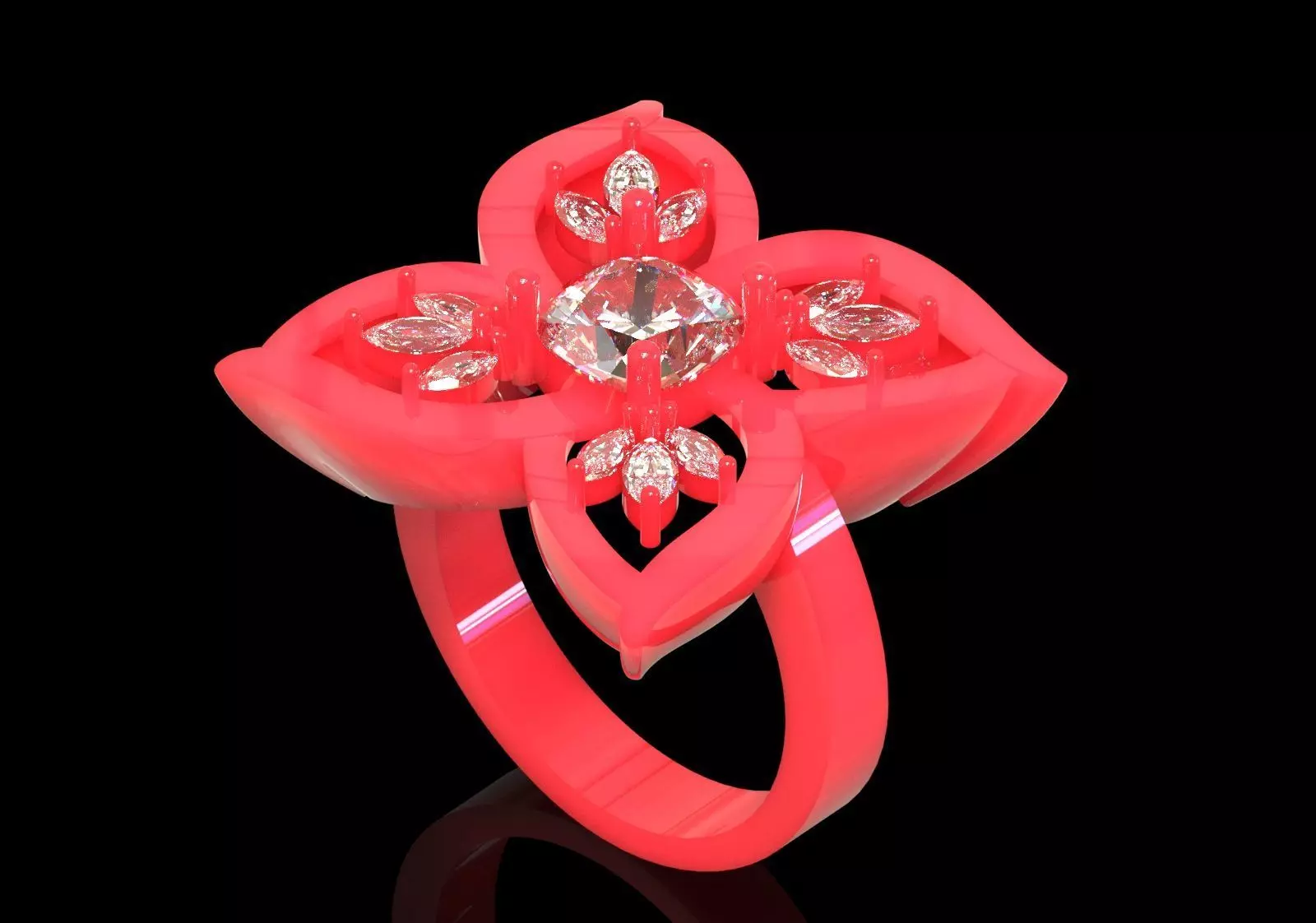 flower design jewelry stl 3dm ring model jr00256 3D print model_16